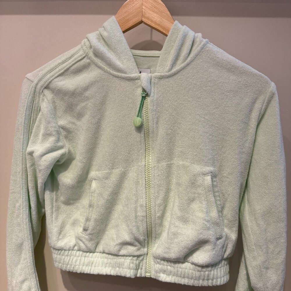 Athleta Girl Mint Sand & Surf Full Zip Terry Cotton Hoodie | Size M 8-10 Girls